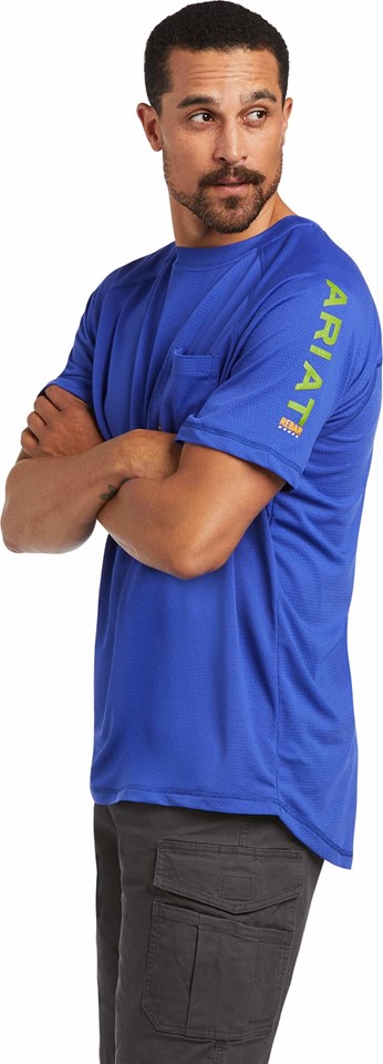 Ariat Rebar Heat Fighter Crewneck Pocket S/S Shirt - Royal Blue