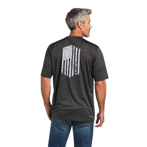 *SALE* LIMITED SIZES & QUANTITIES LEFT!!  Ariat Charger Vertical Flag S/S Shirt - Charcoal