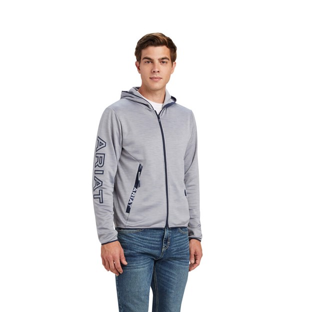 Ariat Byron Hooded Zip-Front Sweatshirt - Heather Grey