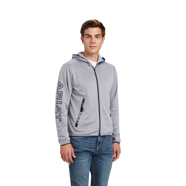 Ariat Byron Full Hooded Zip-Front Sweatshirt - Heather Grey