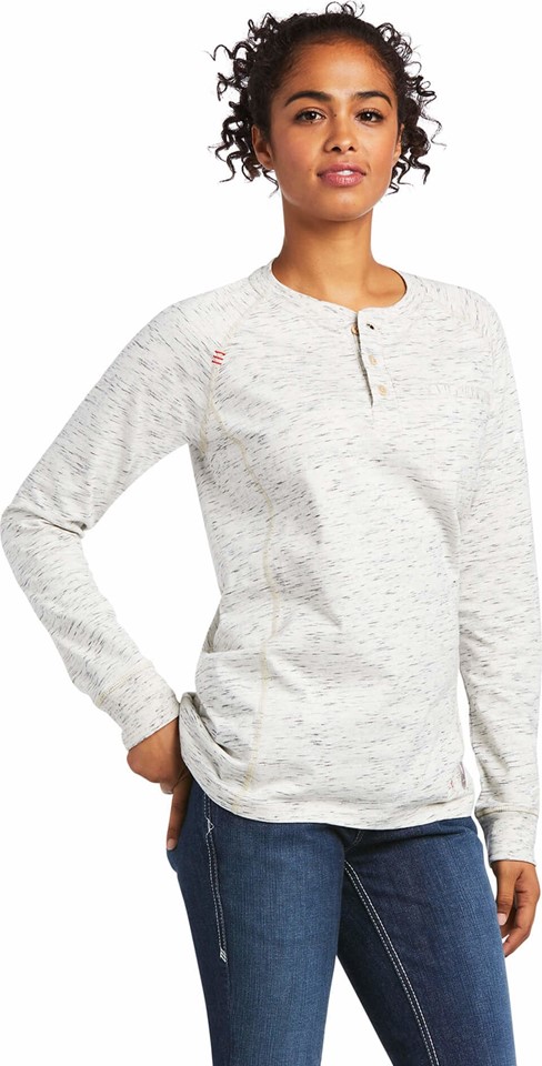Ariat Women's FR Air Henley L/S Shirt - Space Dye Grey