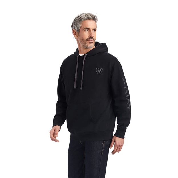 Ariat Logo Hooded Pullover Sweatshirt - Black