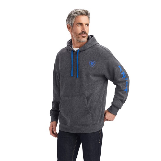Ariat Logo Hooded Pullover Sweatshirt - Charcoal Heather