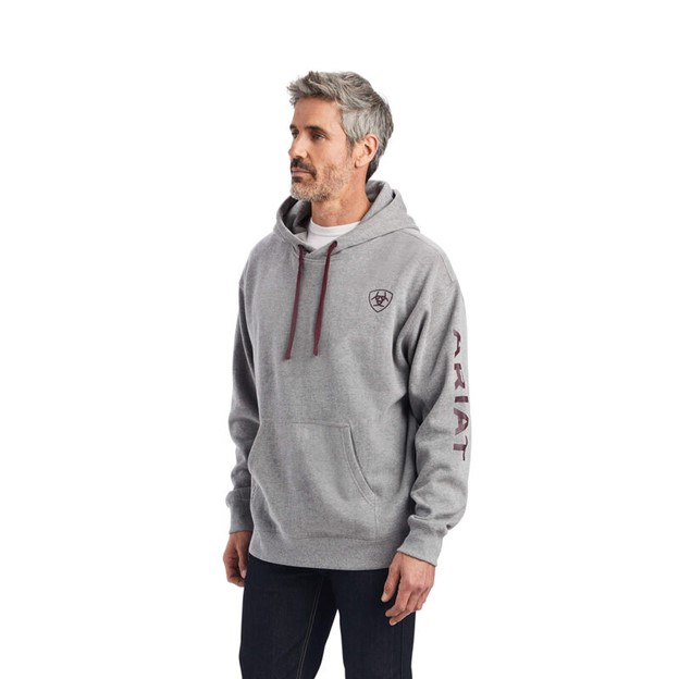 Ariat Logo Hooded Pullover Sweatshirt - Heather Grey