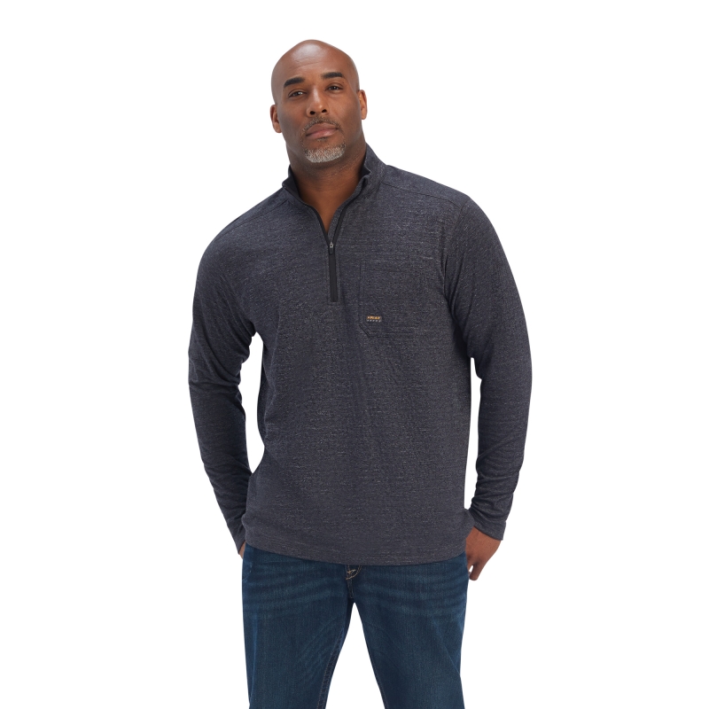*SALE* LIMITED SIZES & QUANTITIES LEFT!!  Ariat Rebar Foundation Quarter-Zip L/S Shirt - Charcoal Heather