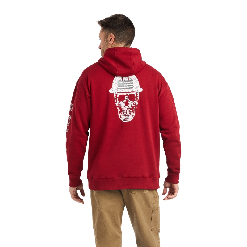 Ariat Rebar Roughneck Pullover Hooded Sweatshirt - Rio Red
