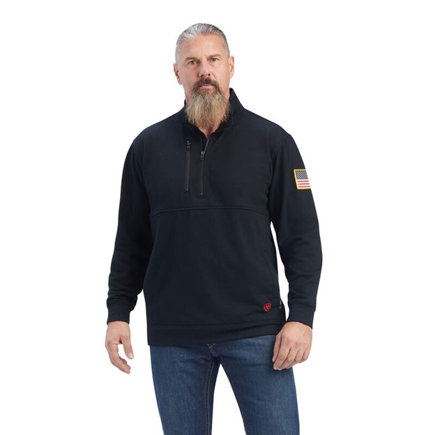 Ariat FR DuraStretchâ„¢ Half-Zip Fleece Job Shirt - Black