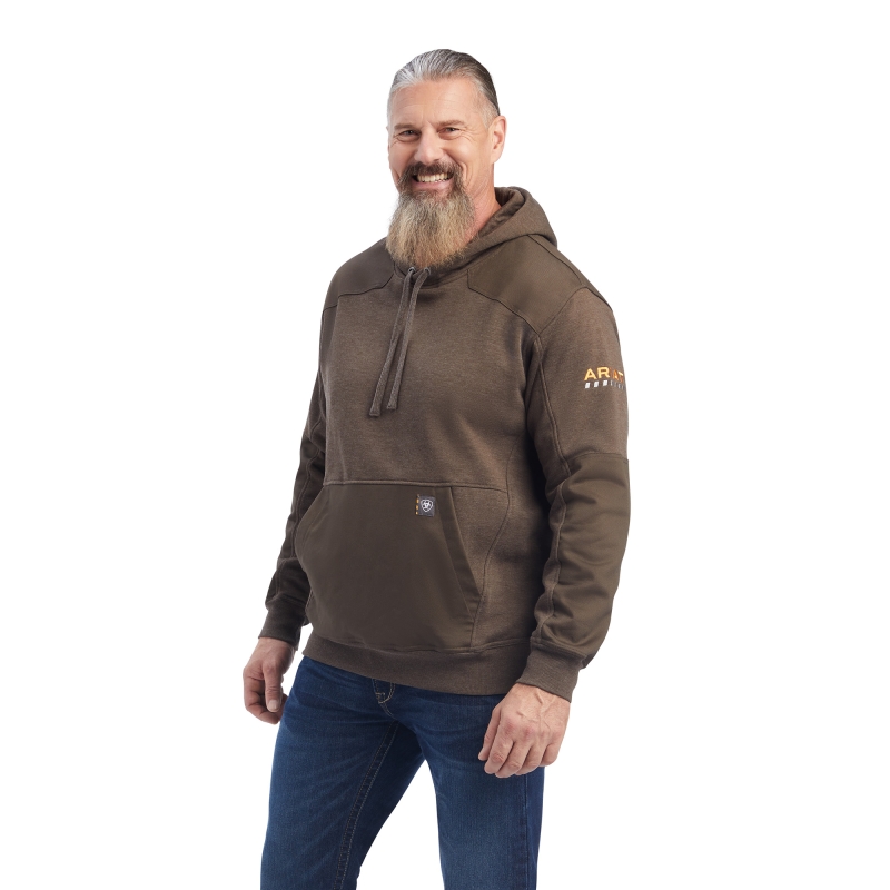 Ariat Rebar Workman DuraCanvas Pullover Hooded Sweatshirt - Wren Heather