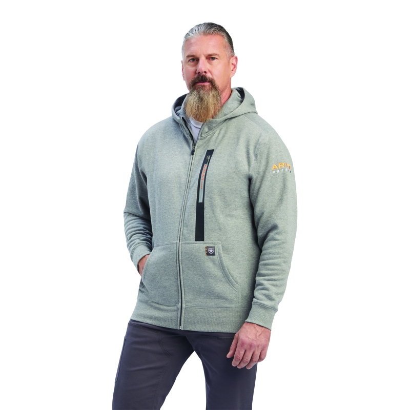 *SALE* LIMITED SIZES & QUANTITIES LEFT!!  Ariat Rebar Workman Hooded Zip-Front Sweatshirt - Heather Grey