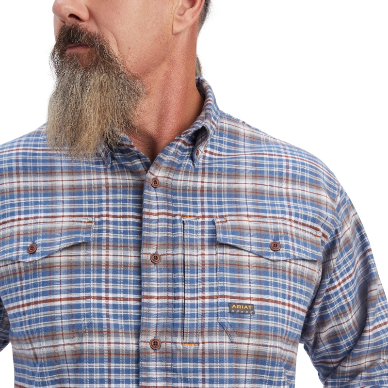*SALE* LIMITED SIZES LEFT!! Ariat Rebar Flannel DuraStretch Button Front L/S Shirt - Alloy Grey
