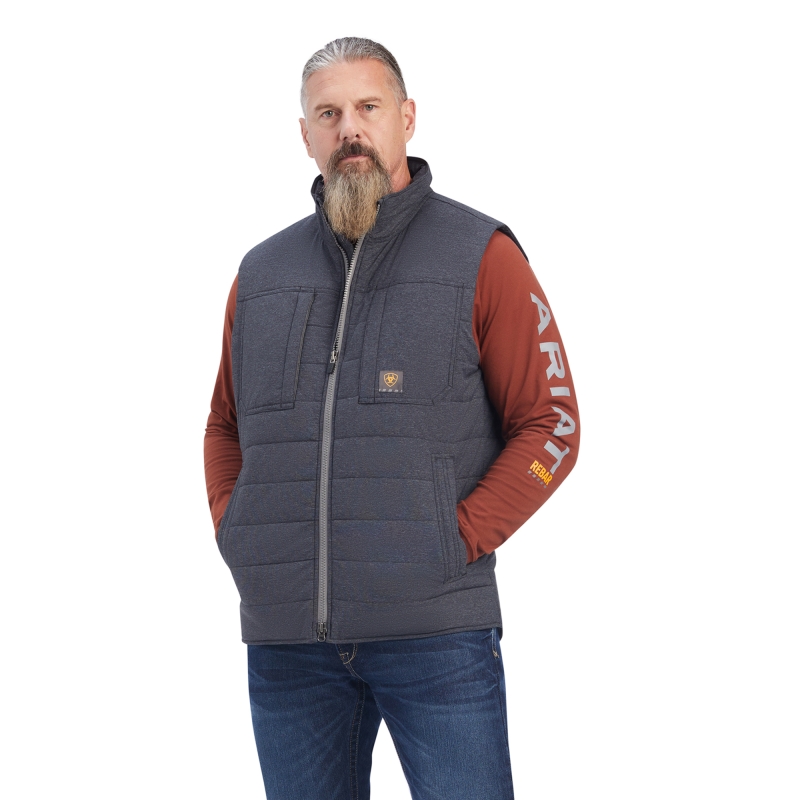 *SALE* LIMITED SIZES & QUANTITIES LEFT!!  Ariat Rebar Valiant Stretch Canvas Water Resistant Insulated Vest - Charcoal Heather
