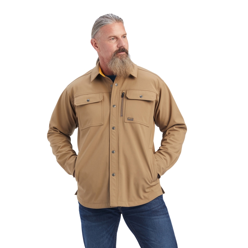 *SALE* LIMITED SIZES & QUANTITIES LEFT!!  Ariat Rebar DuraStretch Utility Softshell Shirt Jacket - Field Khaki