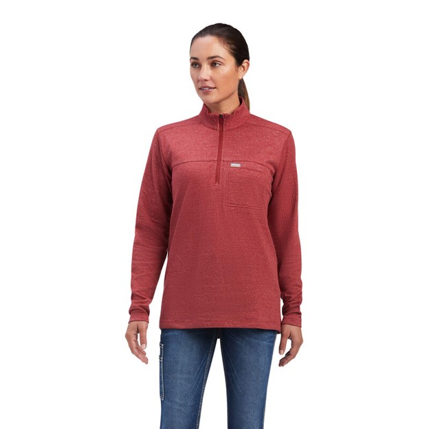 *SALE* LIMITED SIZES & QUANTITIES LEFT!!  Ariat Women's Rebar Foundation Quarter-Zip L/S Shirt - Rosewood