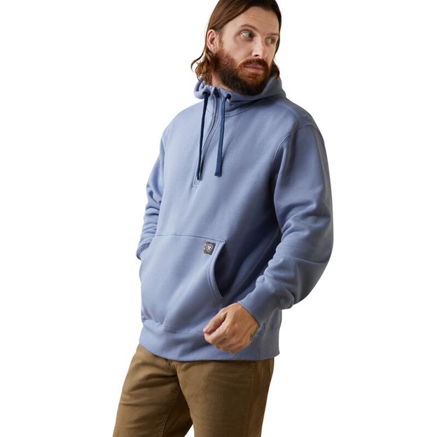 *SALE* LIMITED SIZES & QUANTITIES LEFT!!  Ariat Rebar Workman Hooded Quarter-Zip Sweatshirt - Blue Heather