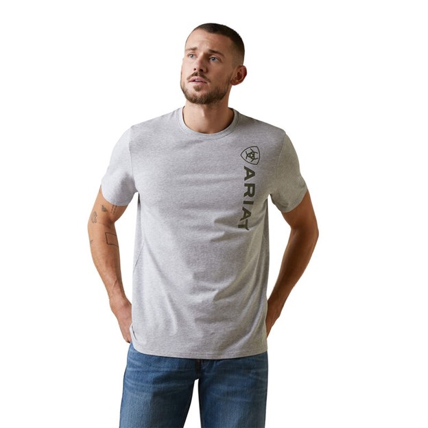 *SALE* ONLY MEDIUM & 2XL LEFT!!  Ariat Vertical Logo Crewneck S/S Shirt - Heather Grey
