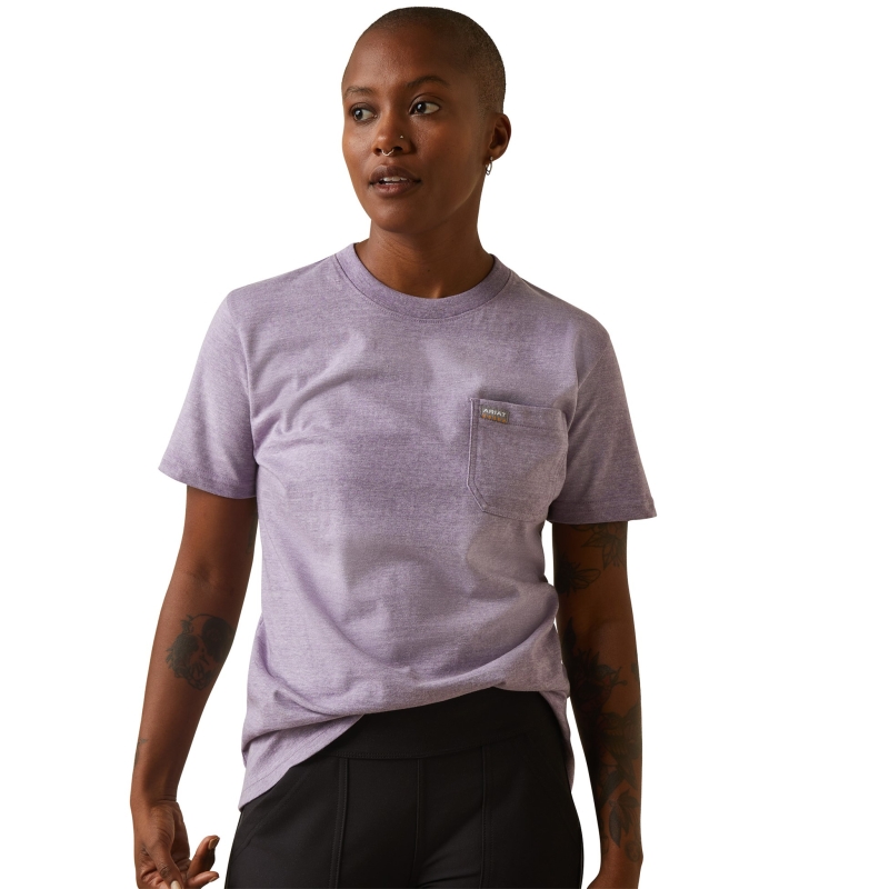 Ariat Women's Rebar Cotton Strong Pocket Crewneck S/S Shirt - Lavender Heather