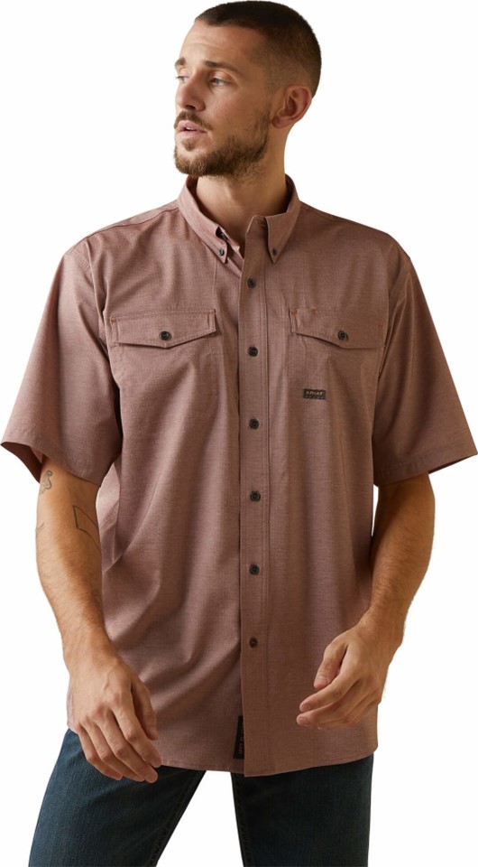 Ariat Rebar Made Tough VentTEK DuraStretch Button Front S/S Shirt - Toffee Heather