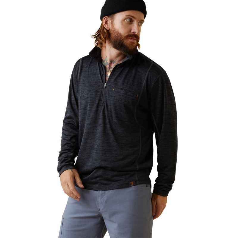 *SALE* LIMITED SIZES & QUANTITIES LEFT!!  Ariat Rebar Evolution Half-Zip L/S Shirt - Black