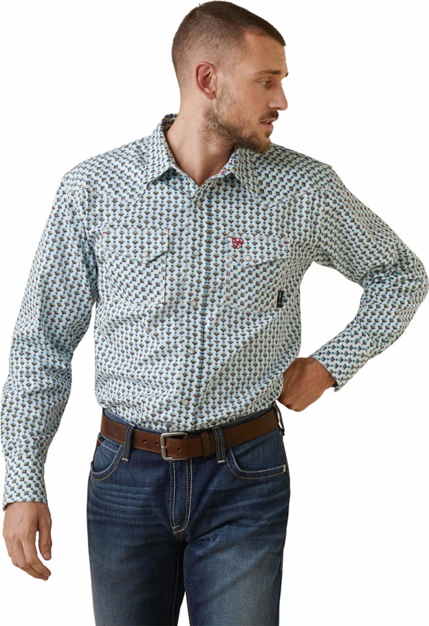Ariat FR Dillinger Retro Snap Front L/S Work Shirt - Bachelor Button