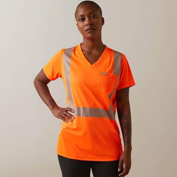 *SALE* LIMITED SIZES & QUANTITIES LEFT!!  Ariat Rebar Hi-Vis ANSI Crewneck S/S Shirt - Hi-Vis Orange