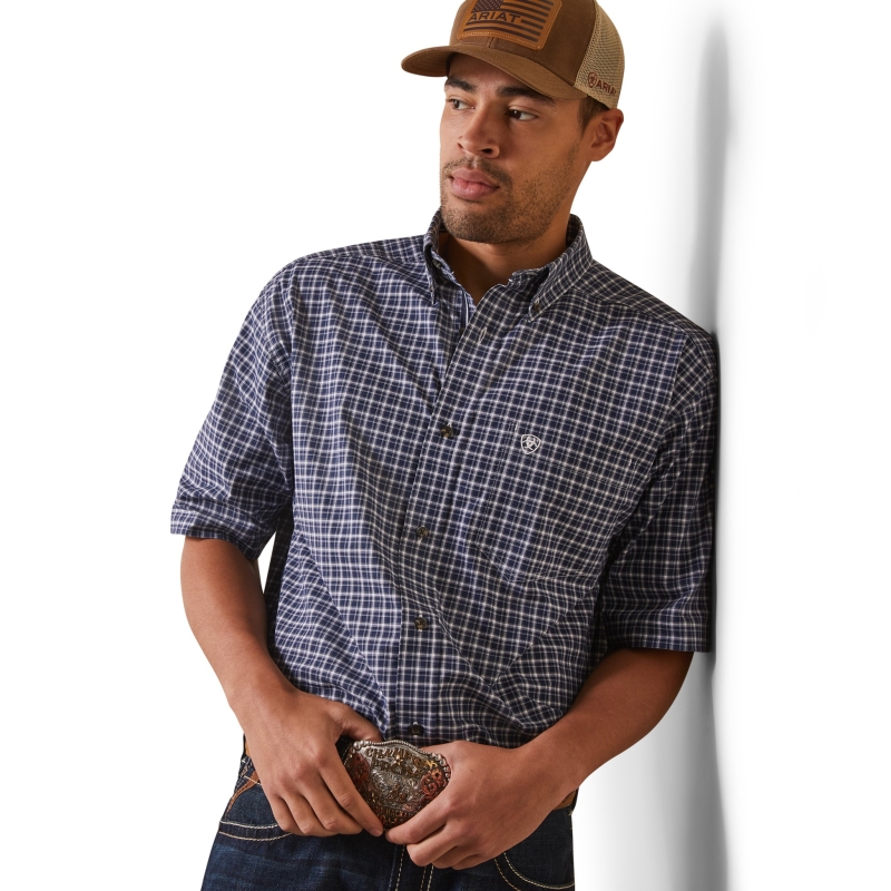 *SALE* LIMITED SIZES LEFT!!  Ariat Pro Nabil Classic Fit Button Front S/S Shirt - Navy Plaid