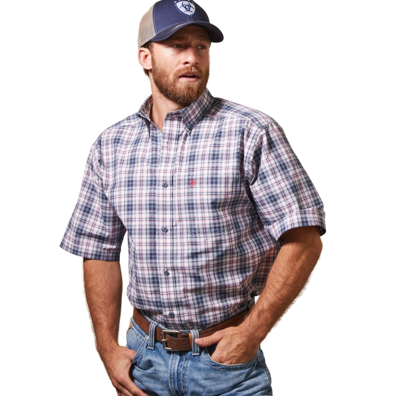 *SALE* LIMITED SIZES AVAILABLE!! Ariat Pro Niall Classic Button Front S/S Shirt - White Plaid