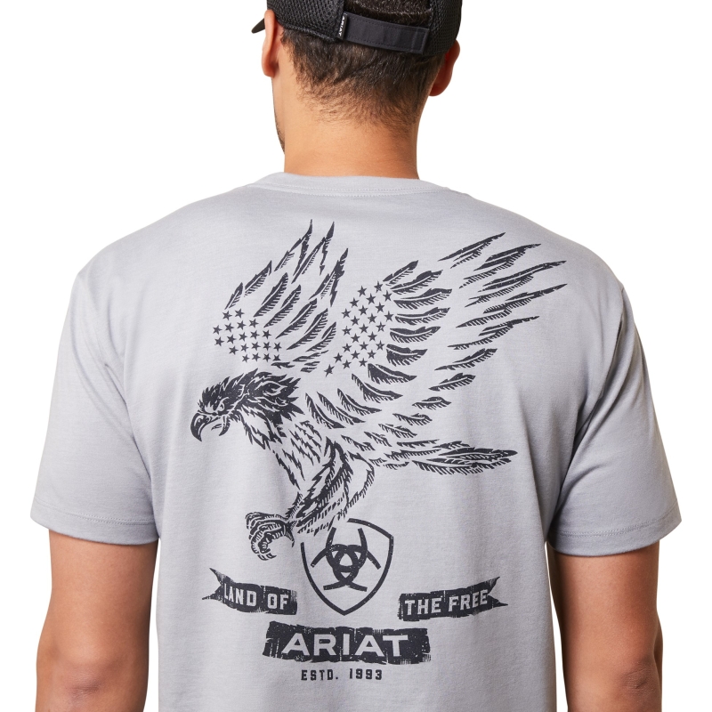 Ariat Fighting Eagle Crewneck S/S Shirt - Stone Heather