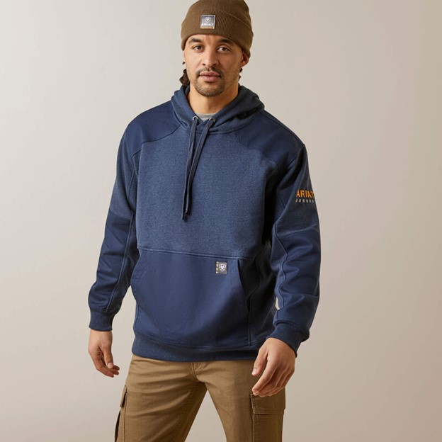 Ariat Rebar Workman DuraCanvas Pullover Hooded Sweatshirt - Navy Heather