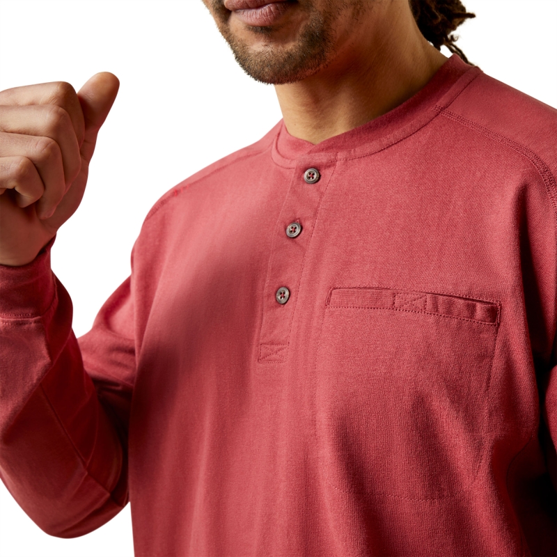 Ariat FR Air Henley Pocket L/S Shirt Brick Red