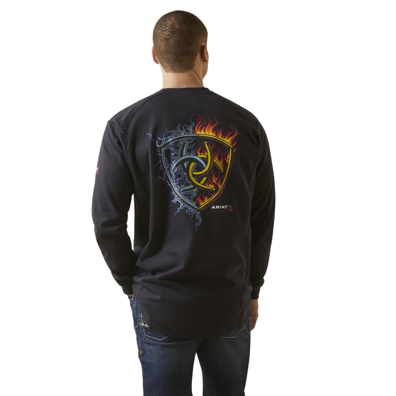 *SALE* ONLY 3XLT LEFT!! Ariat FR Air Shock Fire Crewneck L/S Shirt - Black