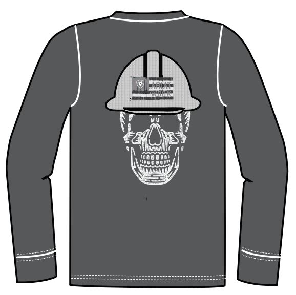 *SALE* LIMITED SIZES LEFT!! Ariat FR Roughneck Skull Logo Crewneck L/S Shirt - Charcoal