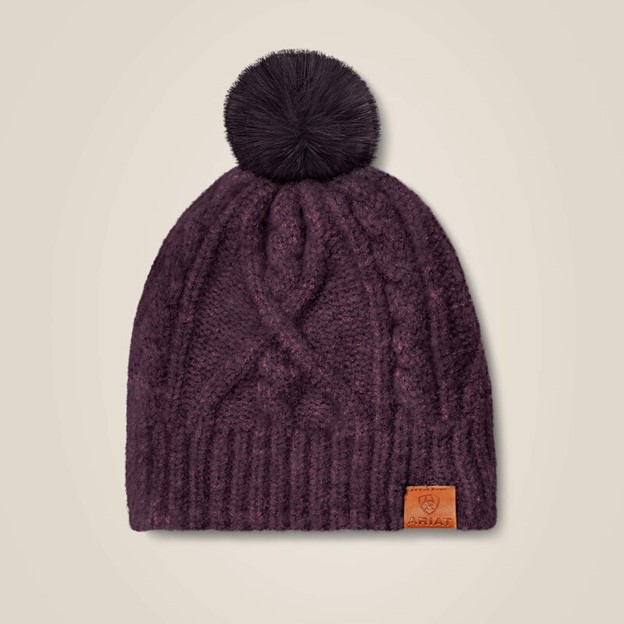 *SALE* LIMITED STOCK LEFT!! Ariat Women's Entwine Pom Beanie- Raisin Heather