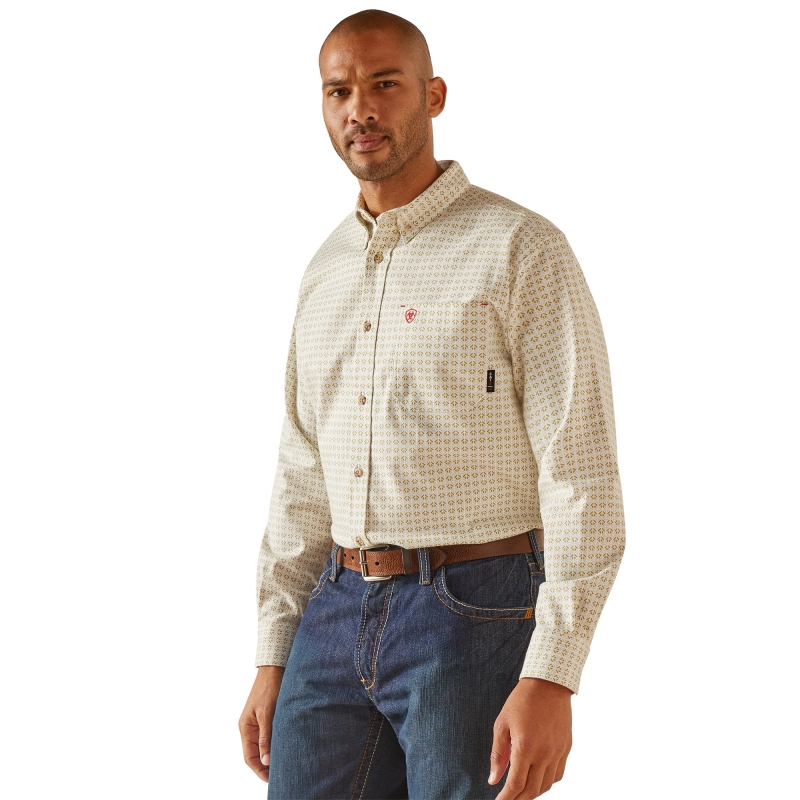 Ariat FR Button Front Gosling Stretch Work Shirt - Pearl