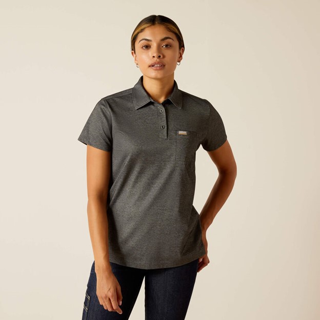 Ariat Women's Rebar Foreman Pocket S/S Polo - Charcoal Heather