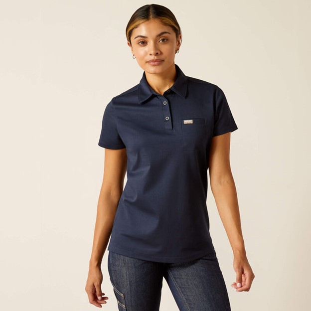 Ariat Women's Rebar Foreman Pocket Polo - Navy