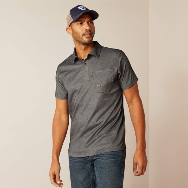 Ariat Rebar Foreman Pocket Polo- Charcoal Heather