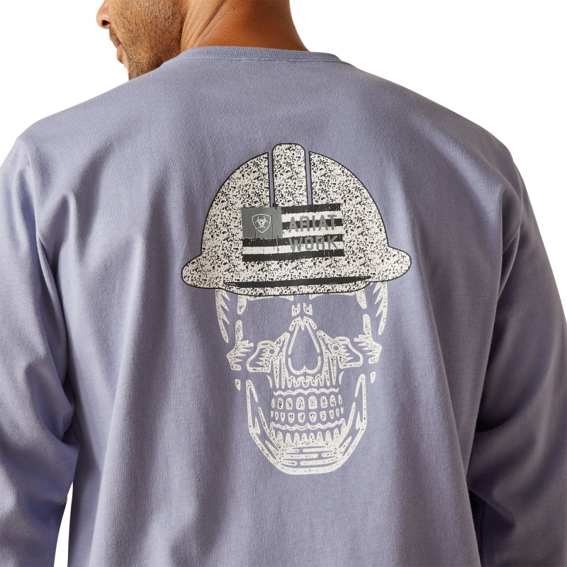 Ariat FR Roughneck Skull Logo Crewneck L/S Shirt - Infinity