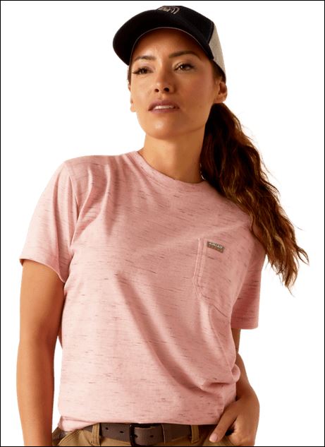 Ariat Women's Rebar Cotton Strong Space Dyed S/S Shirt - Mauveglow Space Dye