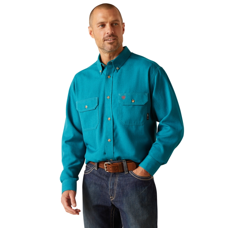 *SALE* LIMITED SIZES & QUANTITIES LEFT!!  Ariat FR Button Front Air Inherent Work Shirt - Aqua