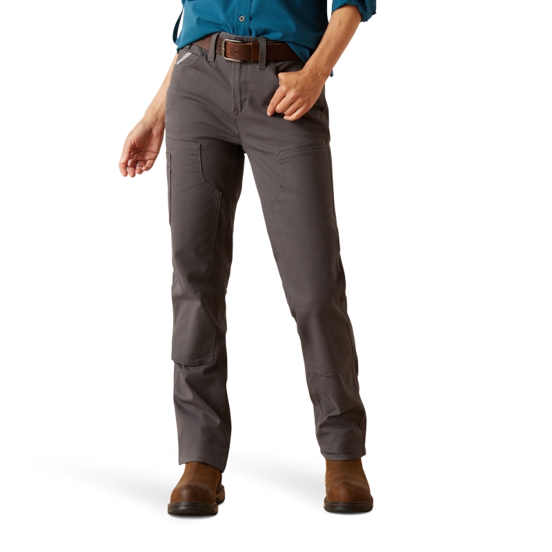 Ariat Women's Rebar Perfect Rise Durastretch Made Tough Double Front Straight Leg Pant - Rebar Grey