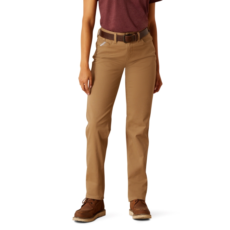 Ariat Women's Rebar Perfect Rise Made Tough Straight Leg Pant - Field Khaki