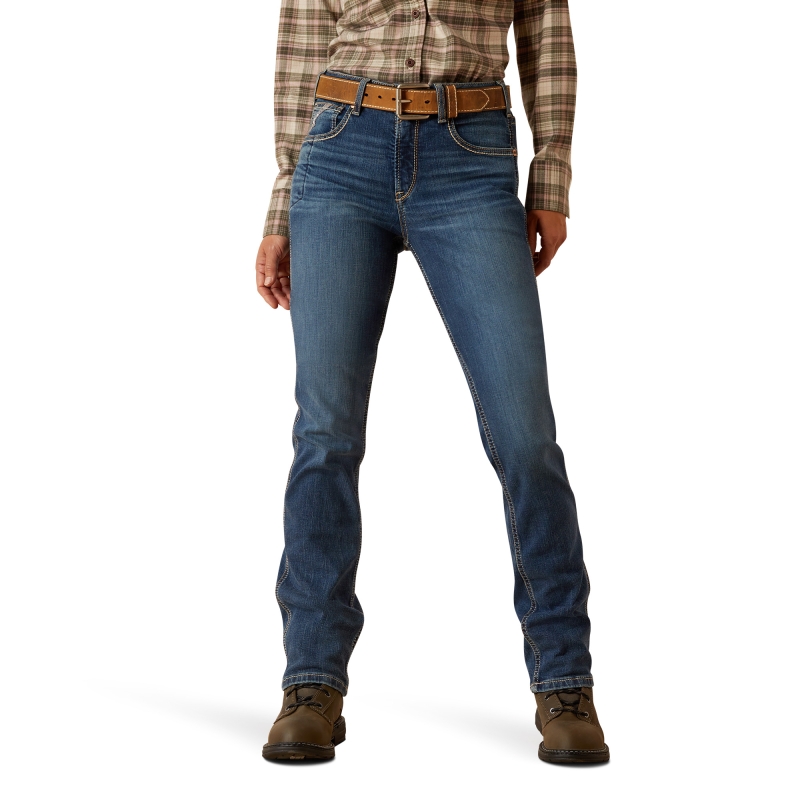 Ariat Women's Rebar High Rise Riveter Straight Leg Jean - La Jolla