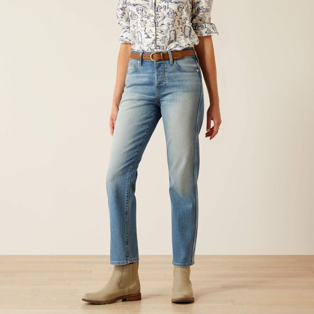 **SALE ** LIMITED SIZES AND STOCK LEFT!! Ariat Women's High Rise Bridle Slim Straight Leg Jeans - Abeline