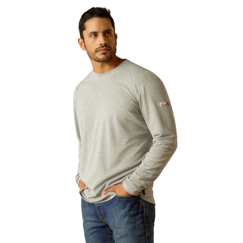 Ariat FR Primo Lightweight Dual Hazard Base Layer Crewneck L/S Shirt - Heather Grey