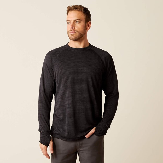 Ariat Rebar Gridwork Crewneck L/S Shirt - Black