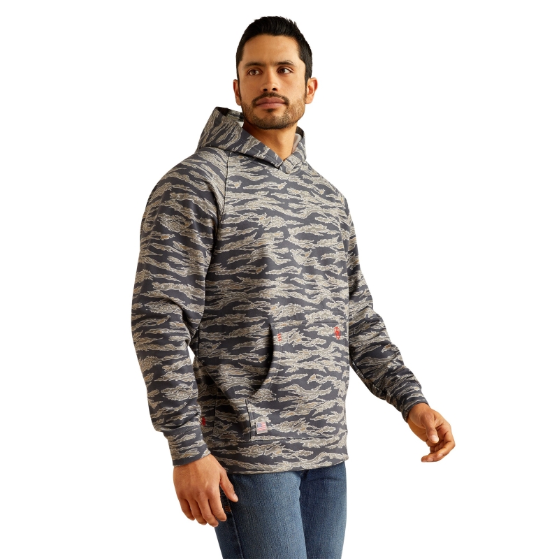 Ariat FR Durastretchâ„¢ Smoke Hooded Pullover Sweatshirt - Charcoal/ Grey Camo