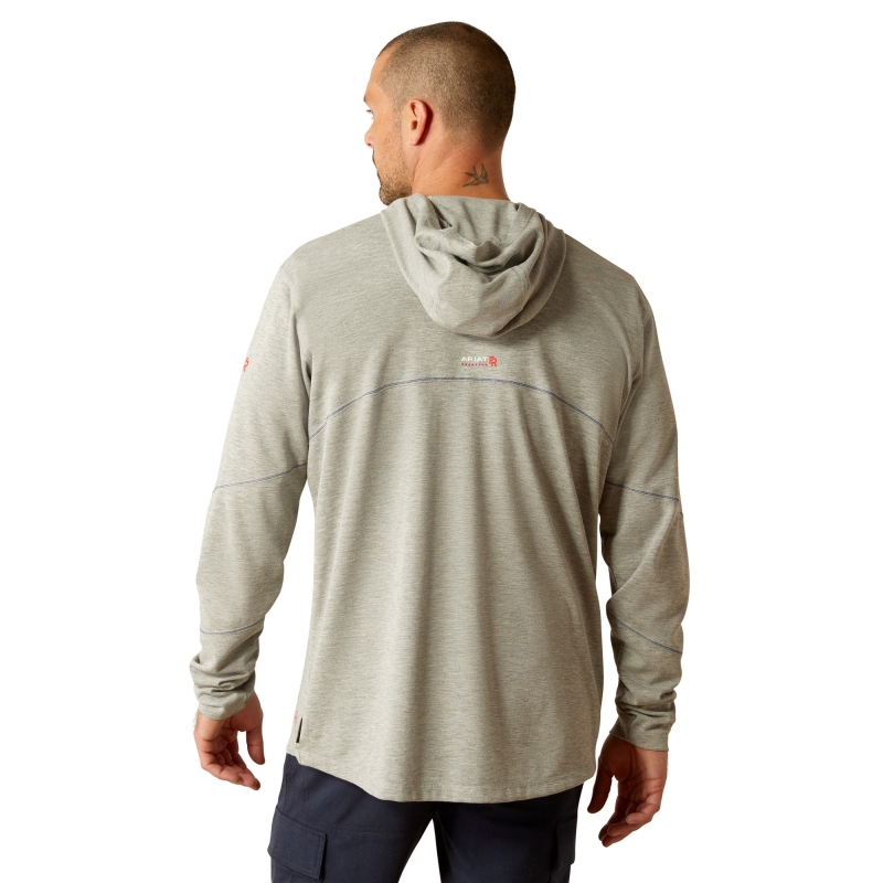 Ariat FR Primo Lightweight Dual Hazard Hooded L/S Shirt - Heather Grey