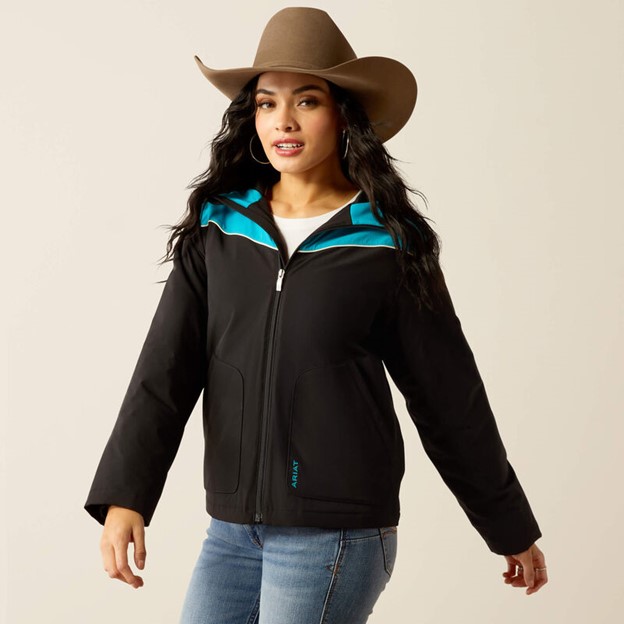 *SALE* LIMITED QUANTITIES LEFT!! Ariat Women's Pioneer Stretch Shell Jacket - Black/ Capri Breeze