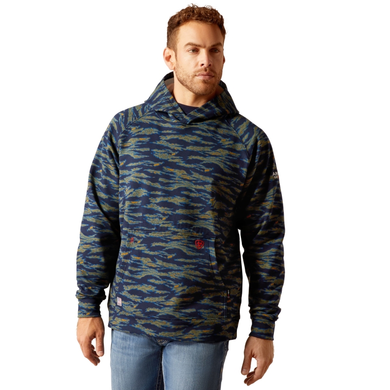 Ariat FR Durastretchâ„¢ Smoke Hooded Pullover Sweatshirt - Baritone Blue Camo