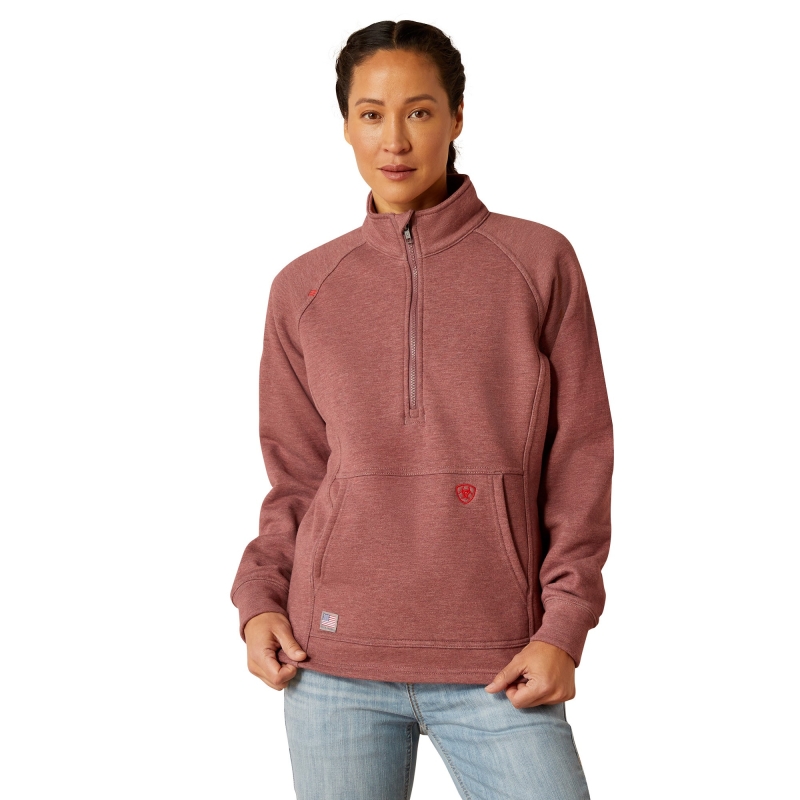 *SALE* LIMITED SIZES & QUANTITIES LEFT!!  Ariat Women's FR Primo Fleece 2.0 Quarter-Zip Sweatshirt - Rose Taupe